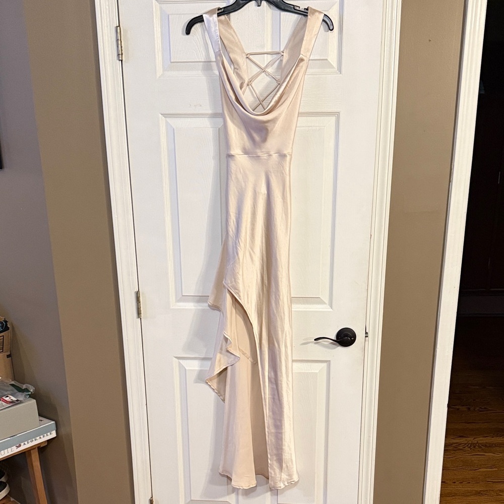 Chic Asymmetrical Cream Dress